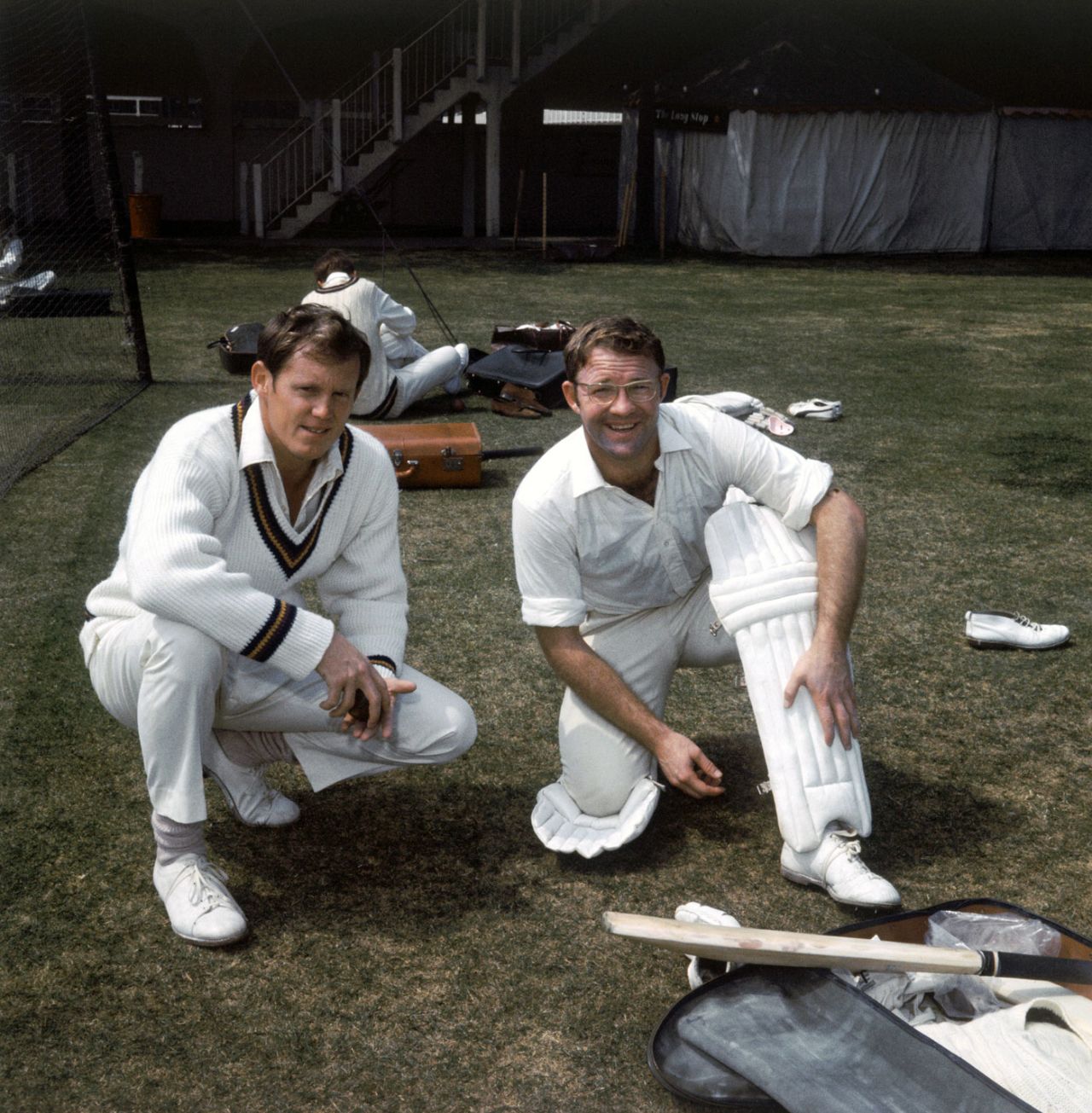 Graeme Pollock and Eddie Barlow in the nets, Lord's, June 15, 1970