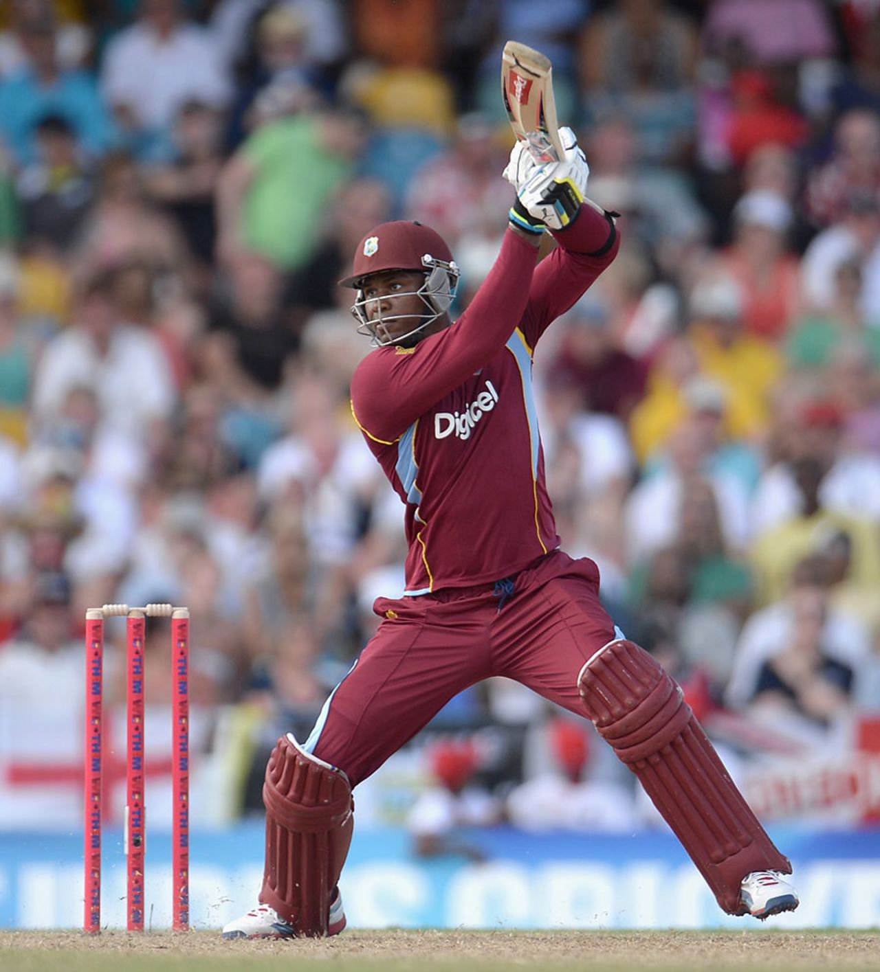 Marlon Samuels unbeaten 69 led West Indies to a strong total, West Indies v England, 1st T20, Barbados, March 9, 2014