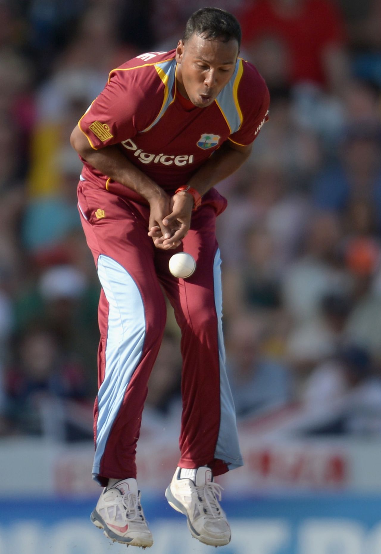 Samuel Badree drops a return chance, West Indies v England, 1st T20, Barbados, March 9, 2014