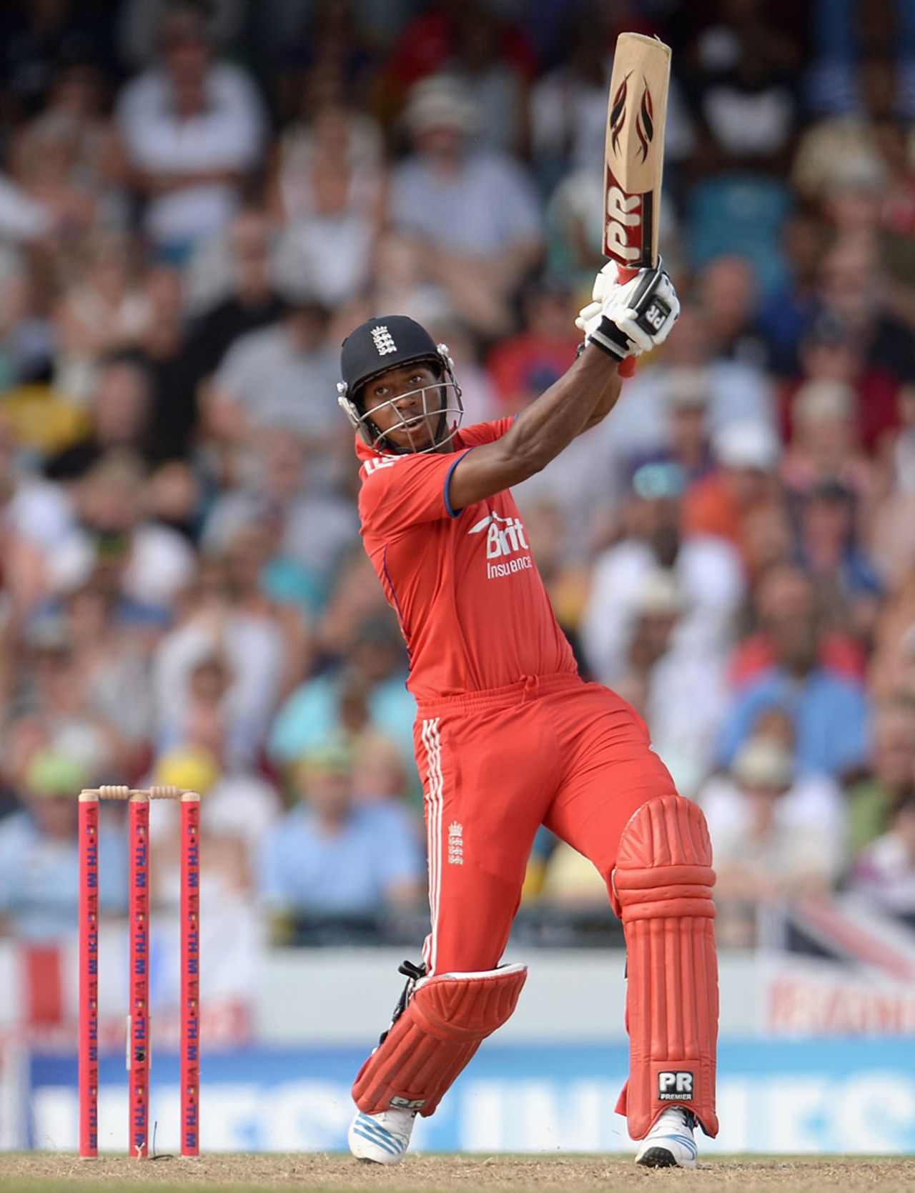 Chris Jordan hit four sixes in the last over of England's innings, West Indies v England, 3rd T20, Barbados, March 13, 2014