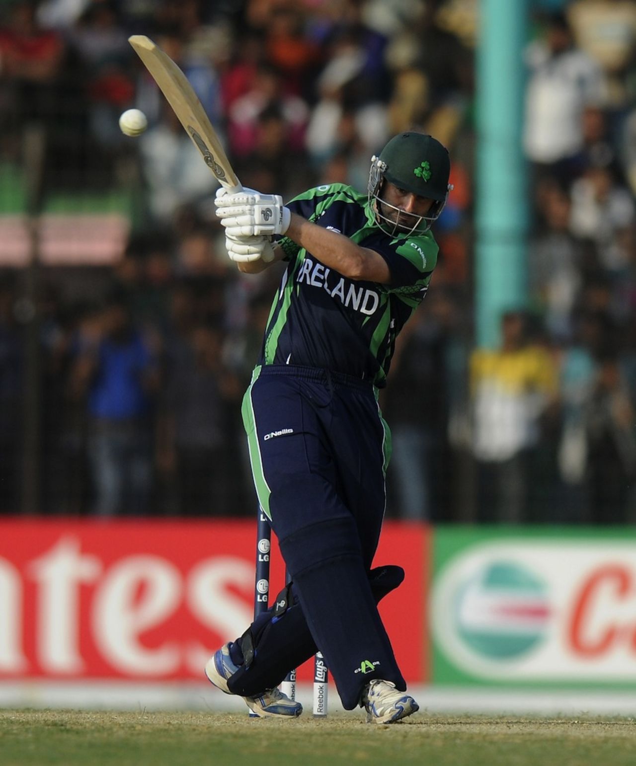 Stuart Thompson pulls one during his cameo, Bangladesh v Ireland, World T20 warm-up, Fatullah, March 14, 2014