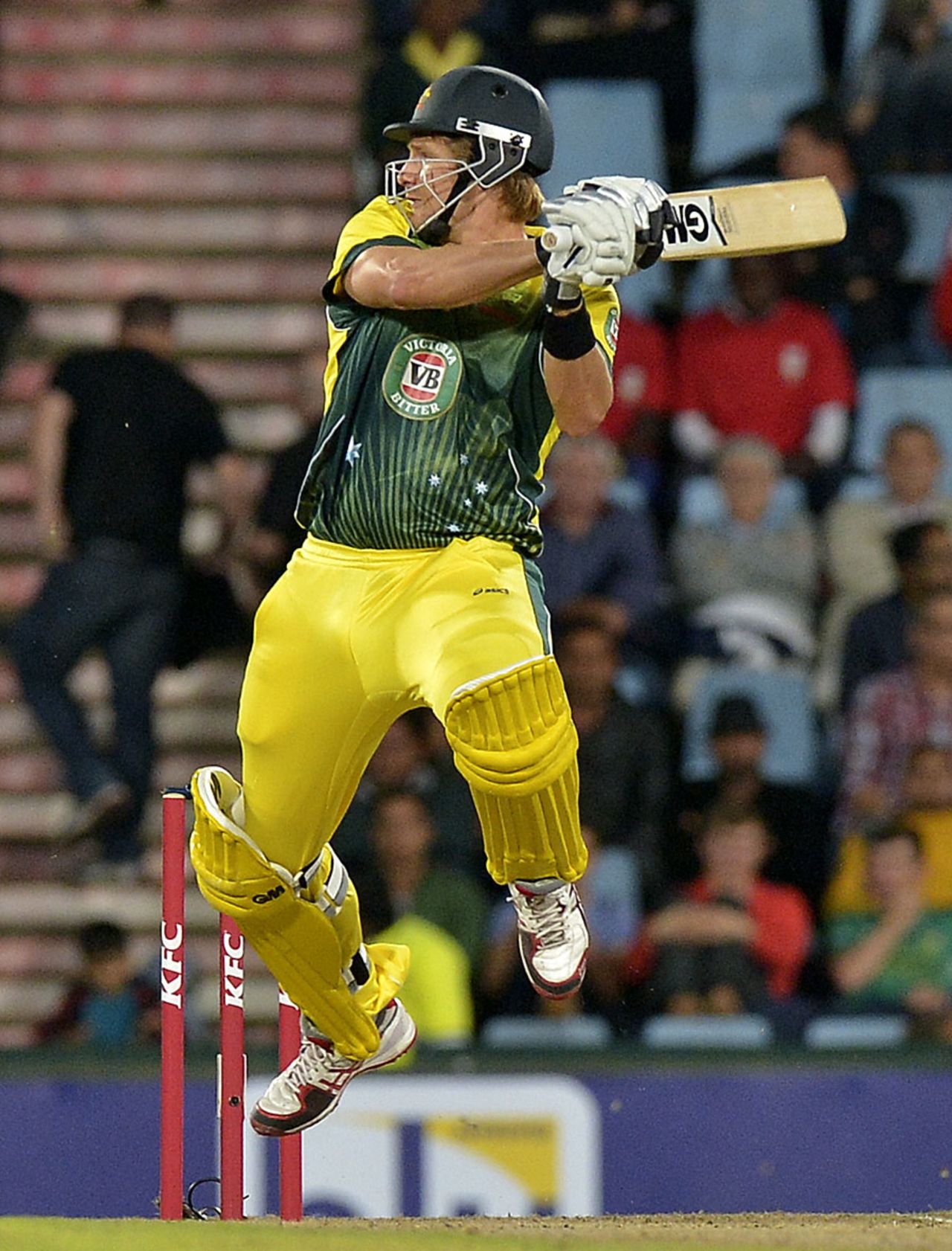 Shane Watson gives it everything with the square cut, South Africa v Australia, 3rd T20, Centurion, March 14, 2014