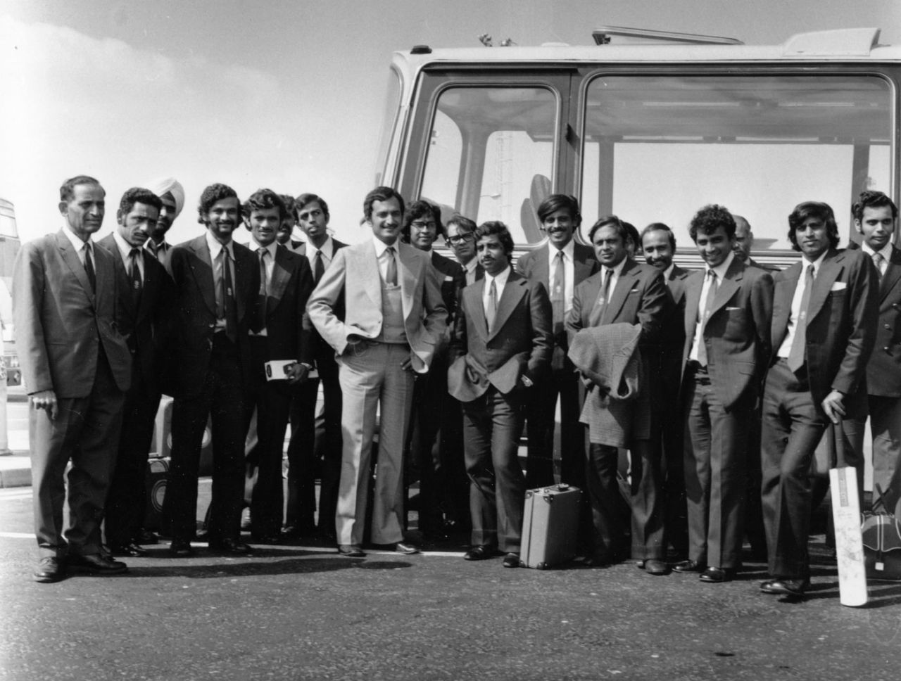 The Indian team touring England arrives at London airport, April 16, 1974