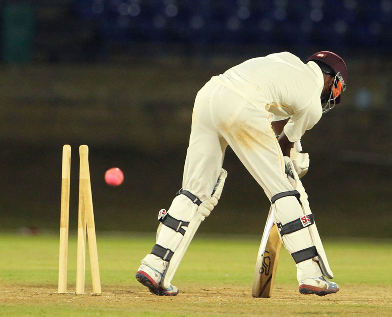 Tonito Willett is bowled, Trinidad & Tobago v Leeward Islands, Trinidad, 2nd day, March 15, 2014