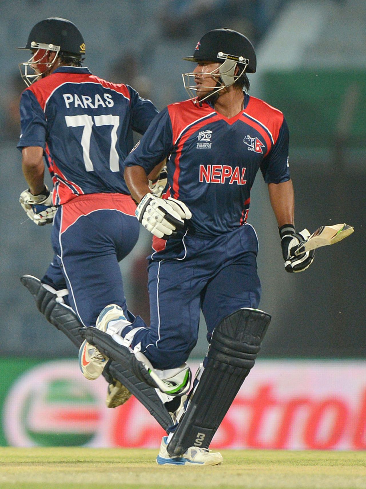 Paras Khadka and Gyanendra Malla added 80 for the third wicket, Hong Kong v Nepal, World T20, Qualifying Group A, Chittagong, March 16, 2014 