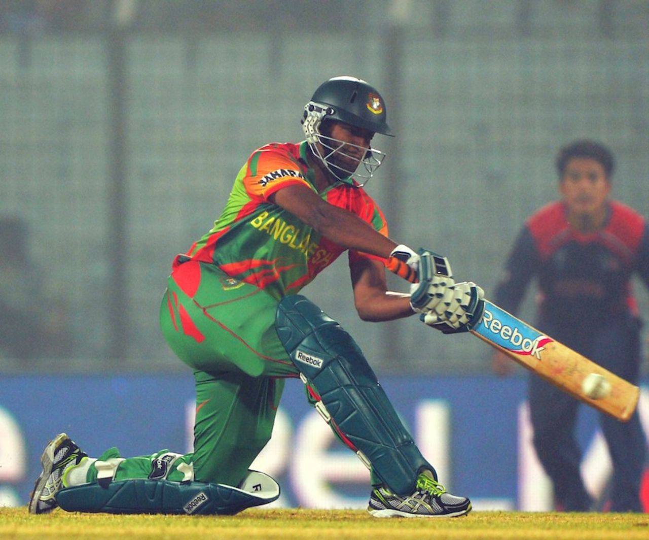 Shakib Al Hasan hastened the end with some lusty blows, Bangladesh v Nepal, World T20, Group A, Chittagong, March 18, 2014