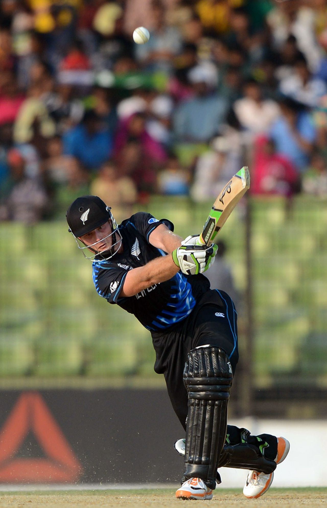 Martin Guptill goes over the top during his innings of 62, Australia v New Zealand, World T20 warm-up match, Fatullah, March 19, 2014