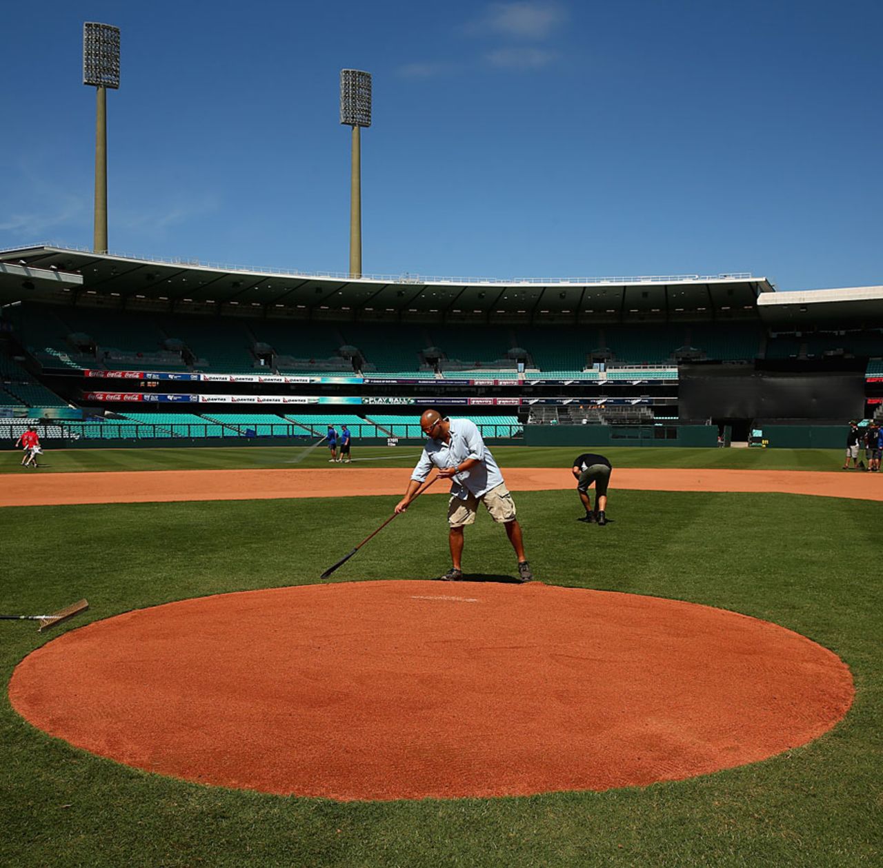 The SCG is prepared ahead of hosting an MLB game, Sydney, March 19, 2014