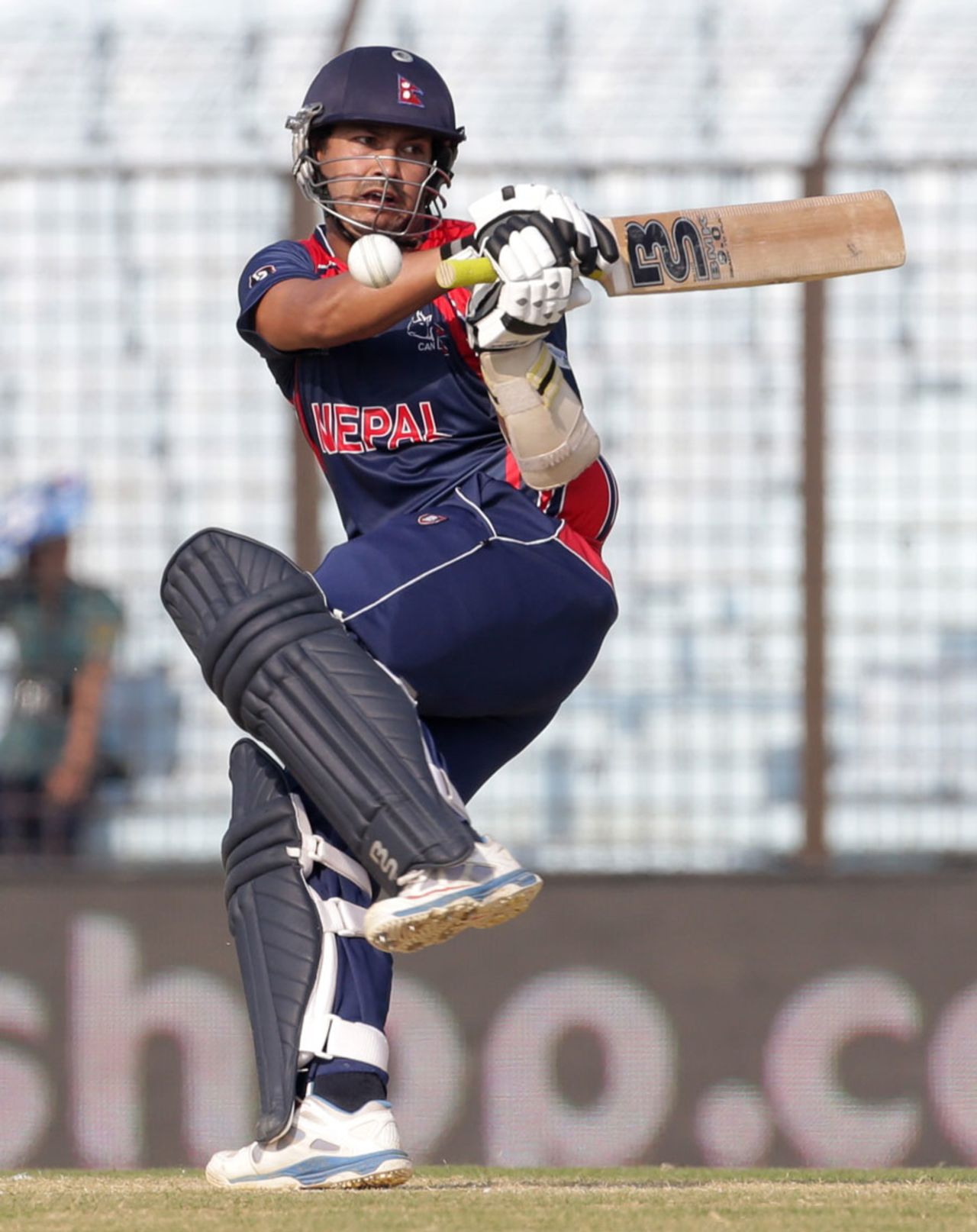 Subash Khakurel is hit while attempting a pull, Afghanistan v Nepal, World Twenty20, Group A, Chittagong, March 20, 2014
