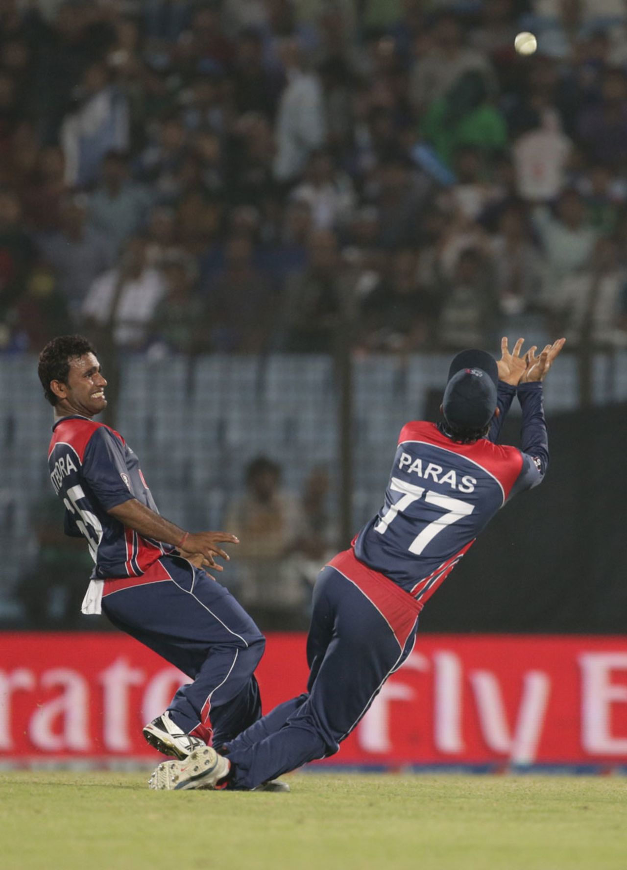 Paras Khadka takes a diving catch, Afghanistan v Nepal, World Twenty20, Group A, Chittagong, March 20, 2014