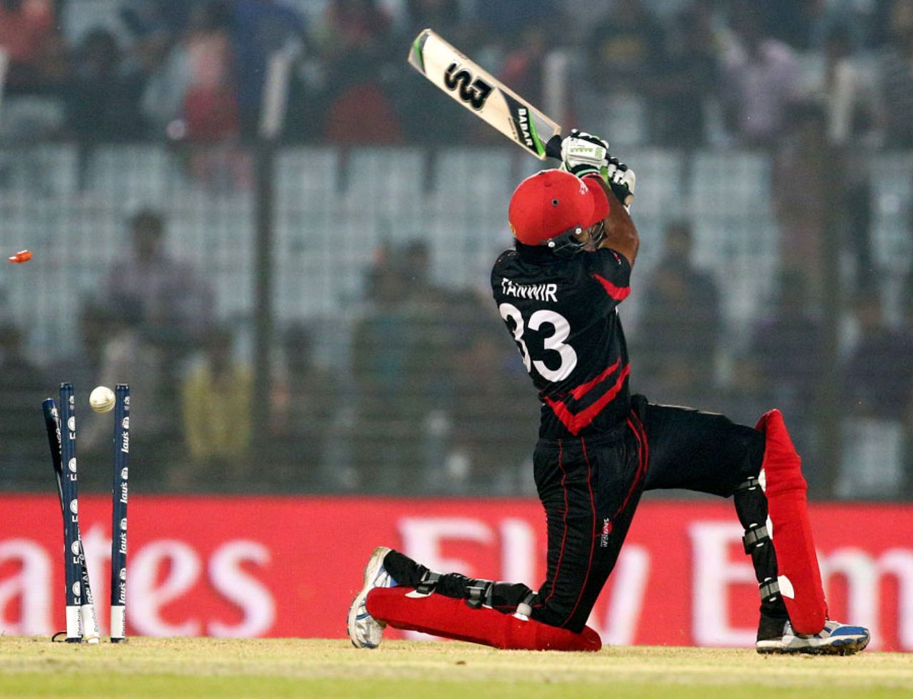 Tanwir Afzal was bowled for a duck, Bangladesh v Hong Kong, World T20, Group A, Chittagong, March 20, 2014