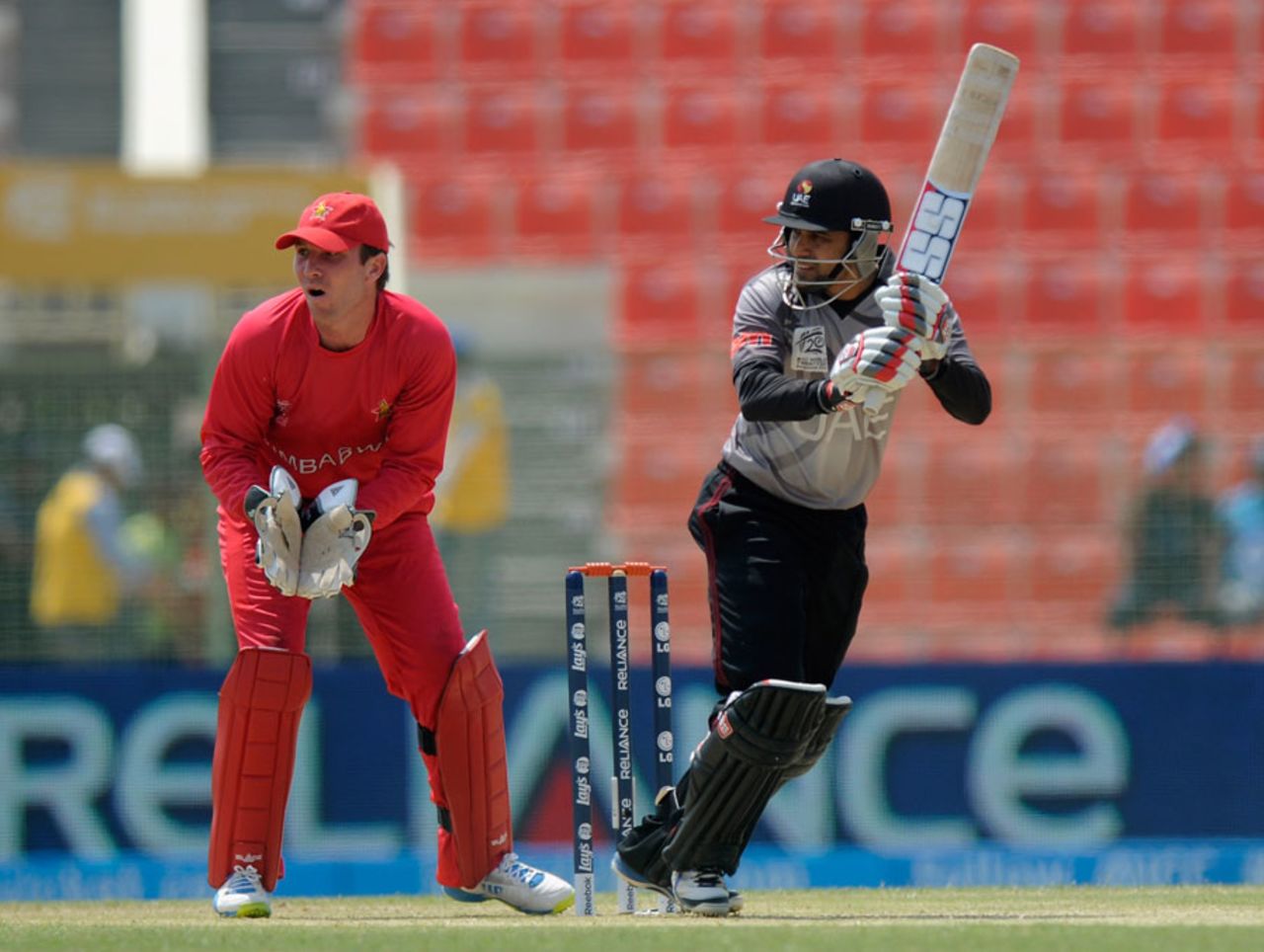 Khurram Khan works the ball off his pads, Zimbabwe v UAE, World T20, Group B, Sylhet, March 21, 2014