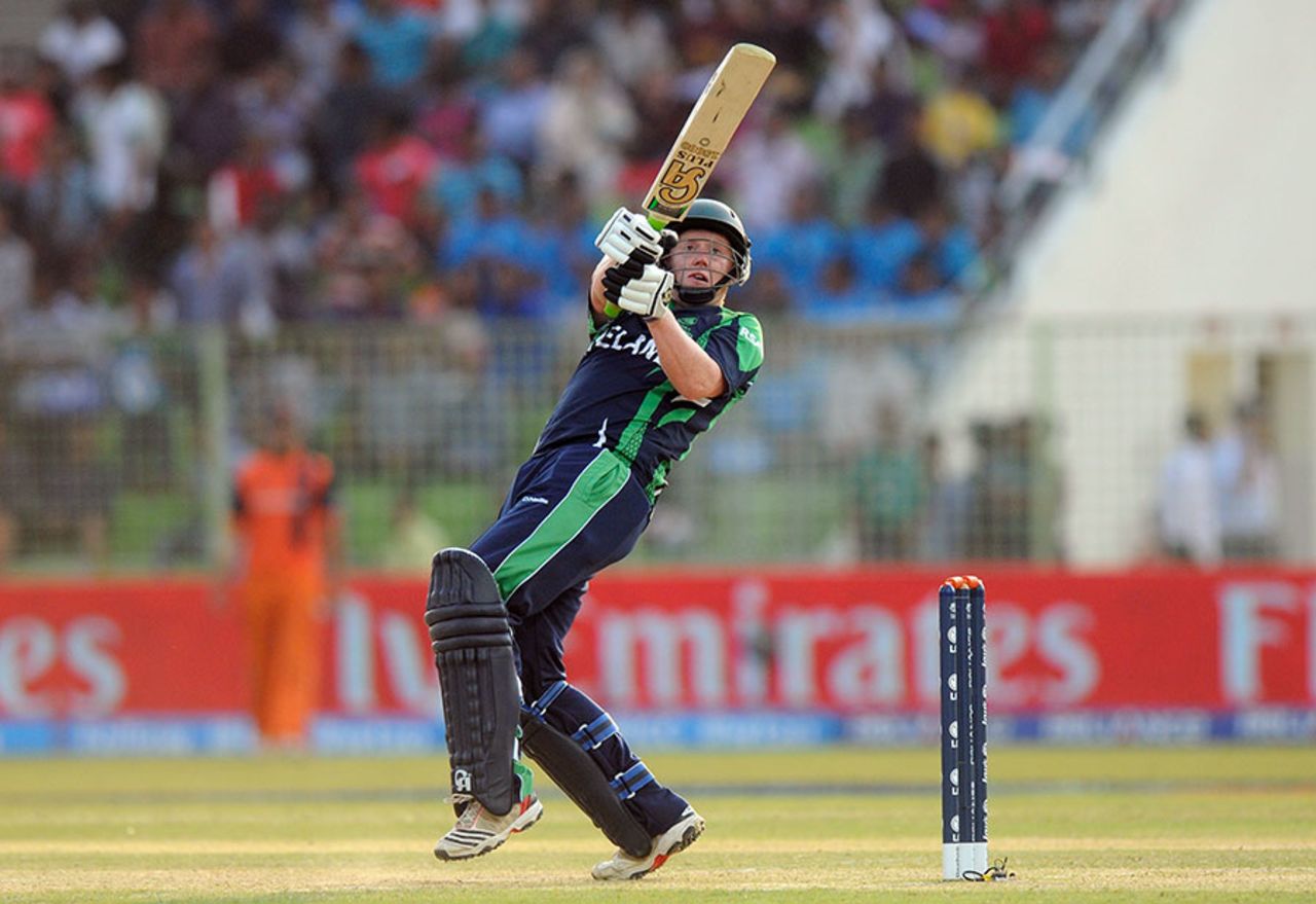 Kevin O'Brien plays a hook, Ireland v Netherlands, World T20, First Round Group B, Sylhet, March 21, 2014