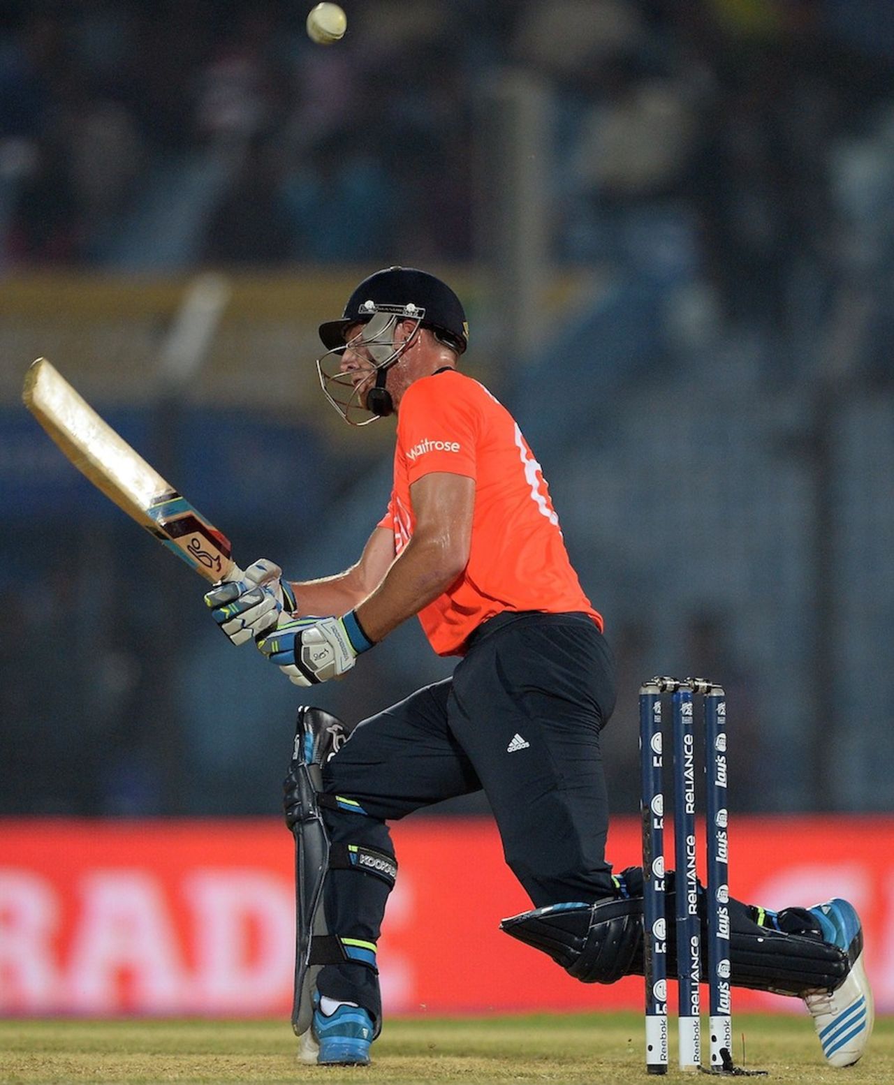 Jos Buttler scoops one over his shoulder, England v New Zealand, World T20, Group 1, Chittagong, March 22, 2014