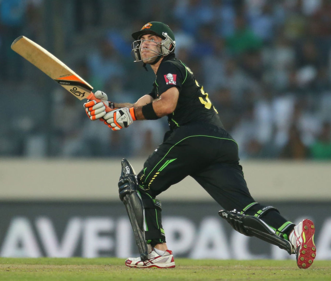 Glenn Maxwell smacks a shot through the leg side, Australia v Pakistan, World T20, Group 2, Mirpur, March 23, 2014
