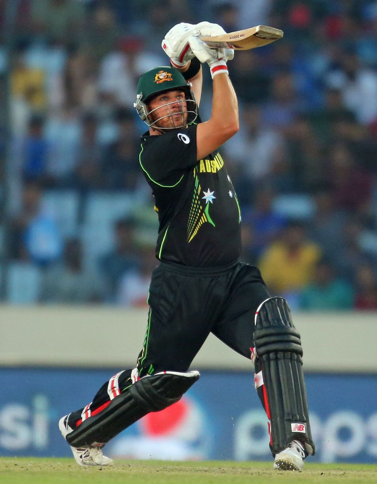 Aaron Finch follows through on an off-side shot, Australia v Pakistan, World T20, Group 2, Mirpur, March 23, 2014