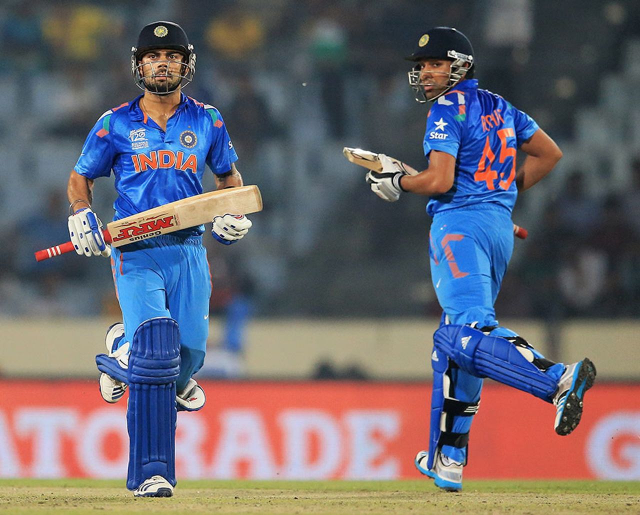Virat Kohli and Rohit Sharma added 106 for the second wicket, India v West Indies, World T20, Group 2, Mirpur, March 23, 2014