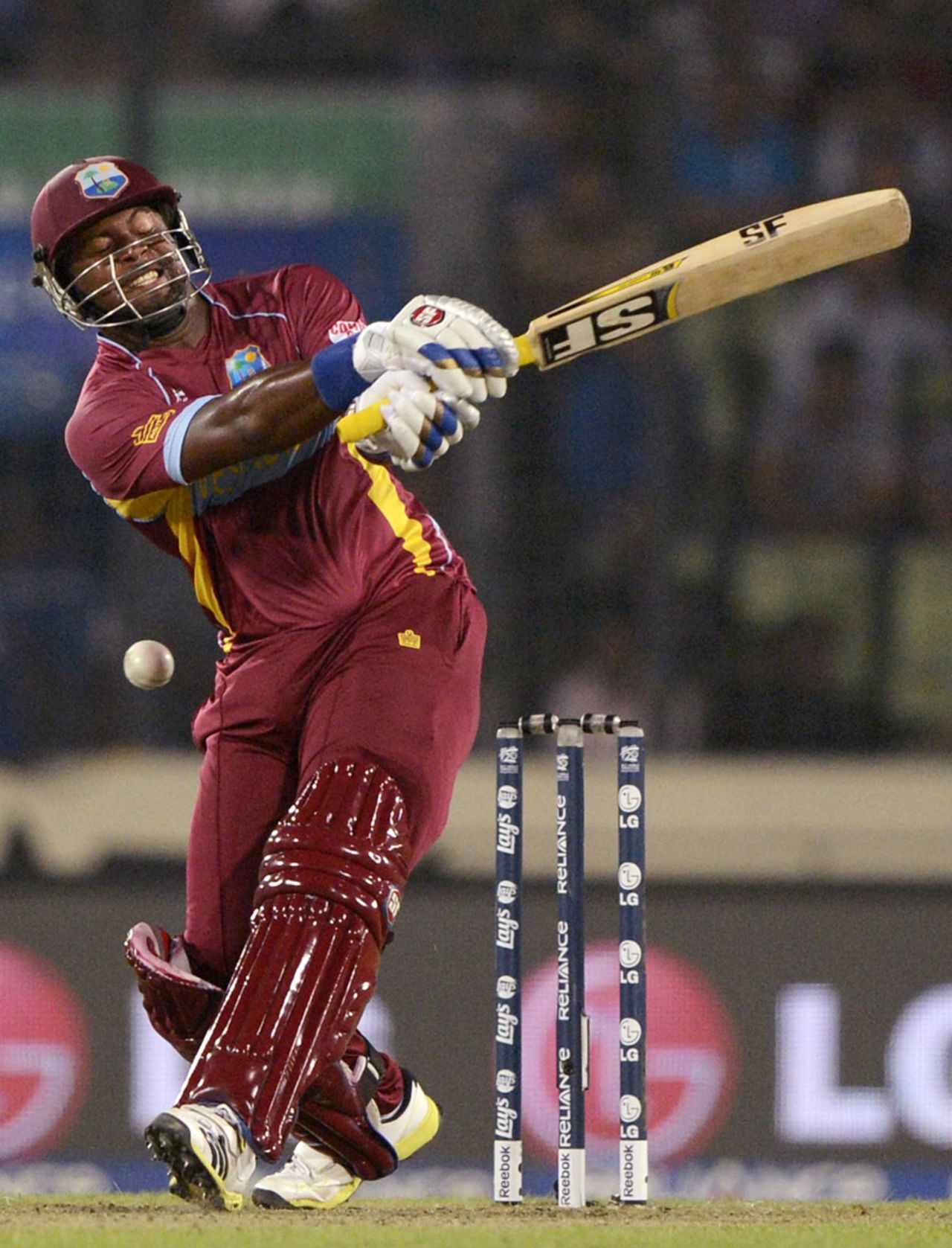 Dwayne Smith mistimes a pull, Bangladesh v West Indies, World T20, Group 2, Mirpur, March 25, 2014