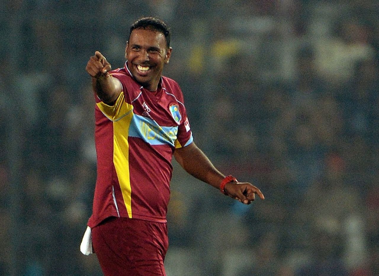 Samuel Badree's 4 for 15 were the best by a West Indies bowler in World T20, Bangladesh v West Indies, World T20, Group 2, Mirpur, March 25, 2014