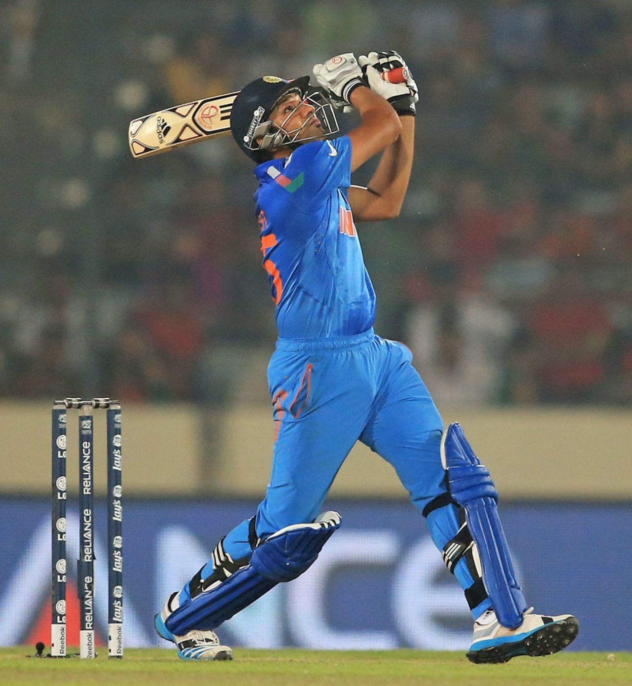 Rohit Sharma attempts a pull, Bangladesh v India, World T20, Group 2, Mirpur, March 28, 2014