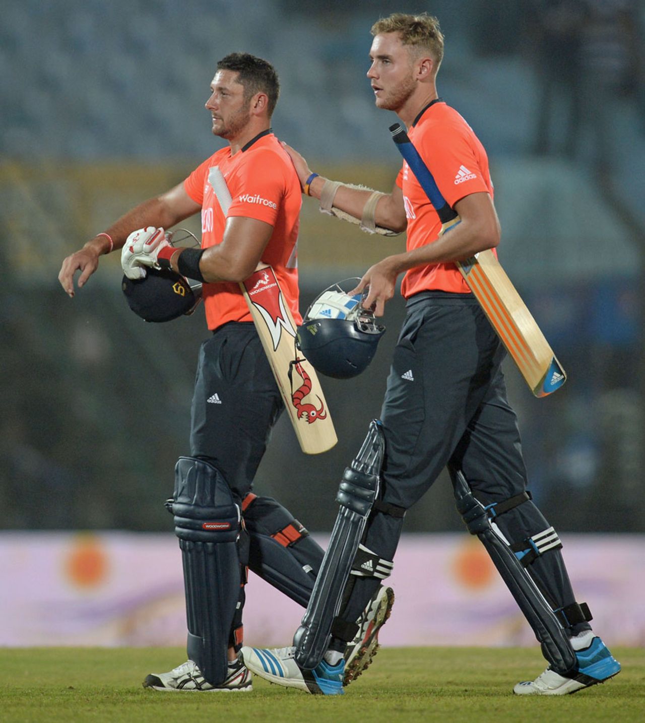 Tim Bresnan and Stuart Broad walk off after the match, England v South Africa, World Twenty20 2014, Group 1, Chittagong, March 29, 2014