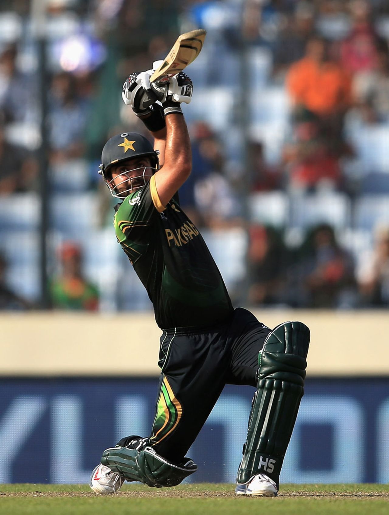 Ahmed Shehzad belts the ball over the top, Bangladesh v Pakistan, World Twenty20, Group 2, Mirpur, March 30, 2014