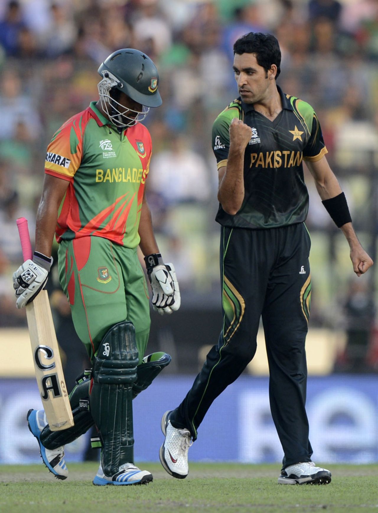 Umar Gul removed Tamim Iqbal for 16, Bangladesh v Pakistan, World Twenty20, Group 2, Mirpur, March 30, 2014