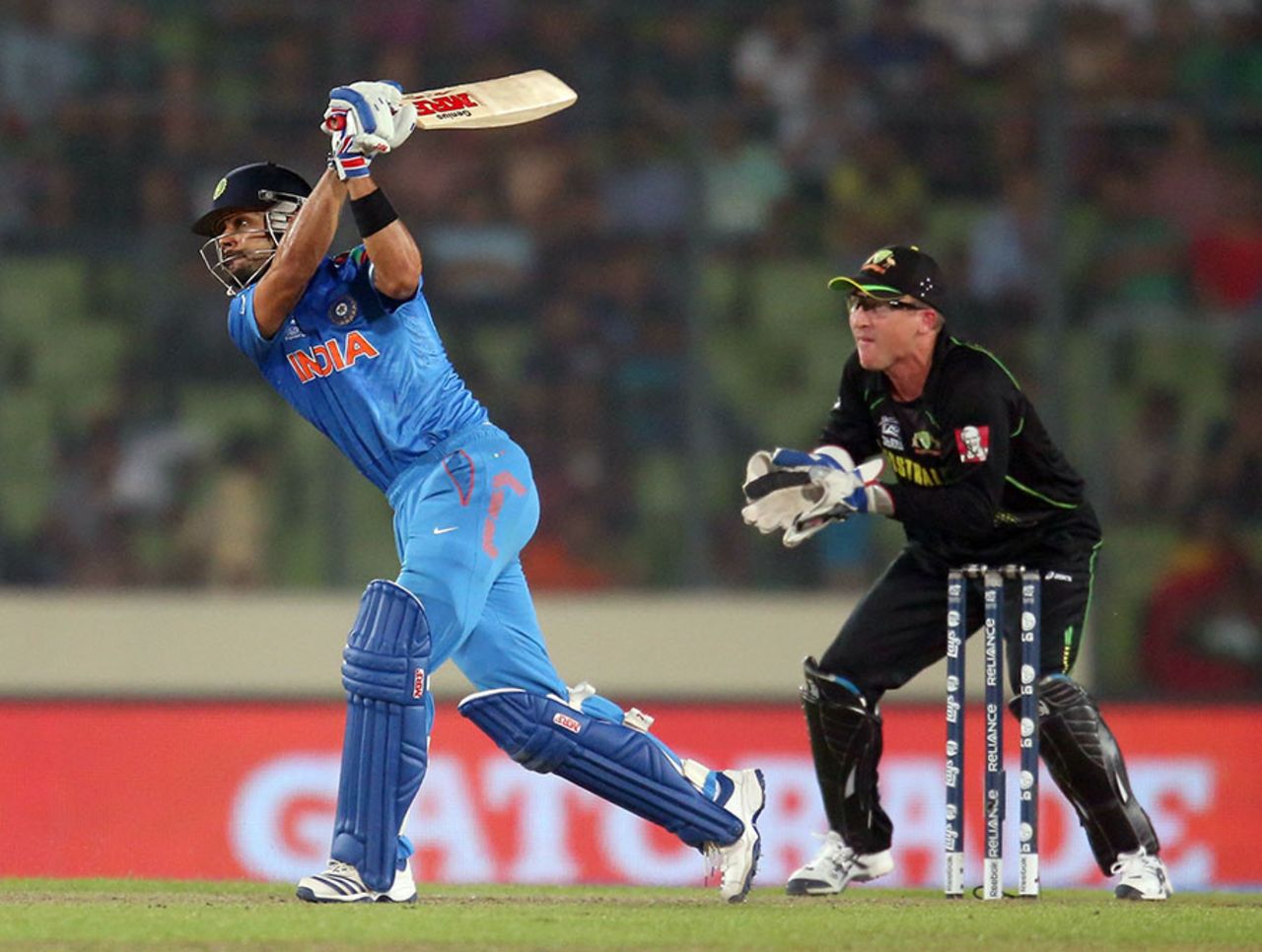 Virat Kohli holes out in James Muirhead's first over, Australia v India, World T20, Group 2, Mirpur, March 30, 2014