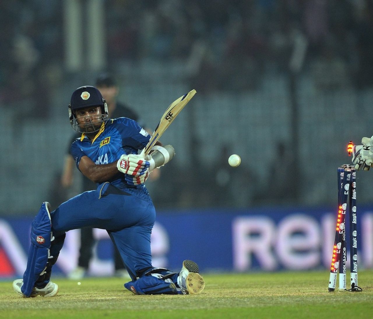 Mahela Jayawardene was bowled for 25, New Zealand v Sri Lanka, World T20, Group 1, Chittagong, March 31, 2014