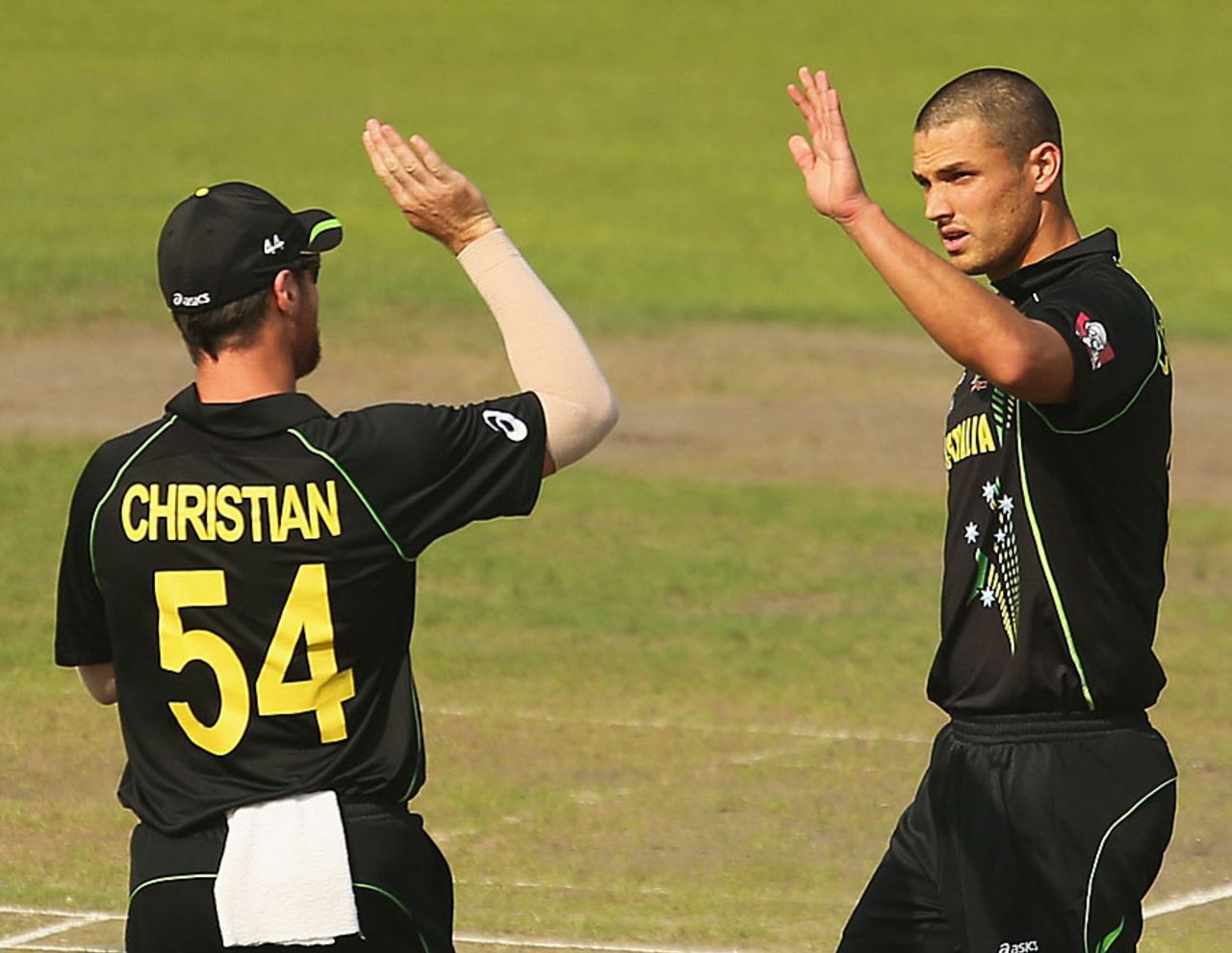 Nathan Coulter-Nile celebrates an early wicket, Bangladesh v Australia, World T20, Group 2, Mirpur, April 1, 2014