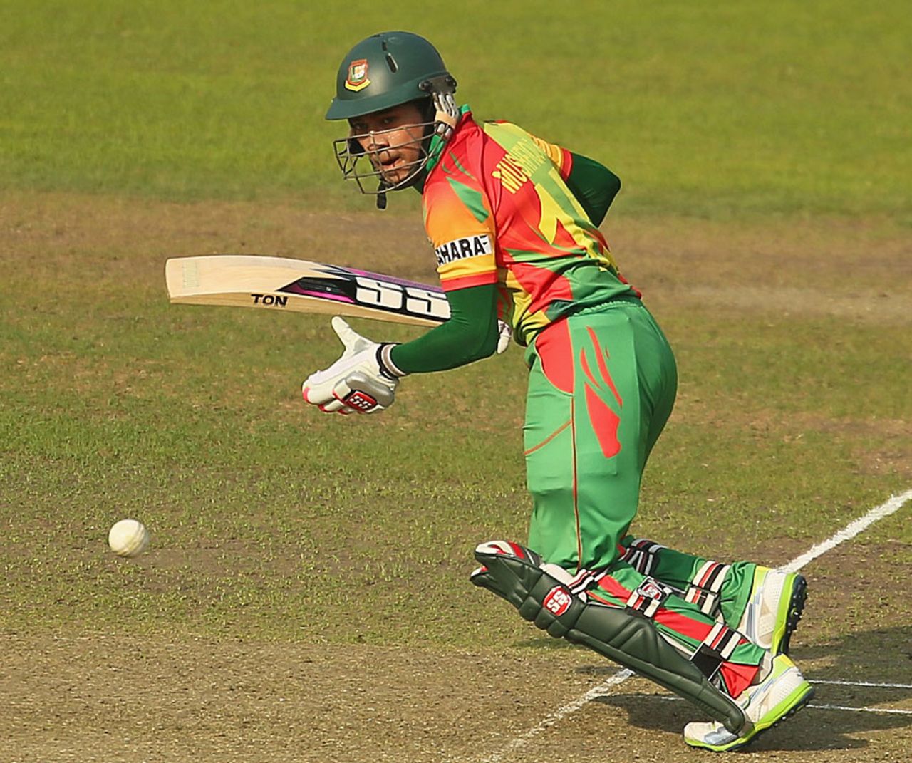 Mushfiqur Rahim steers one to the on side, Bangladesh v Australia, World T20, Group 2, Mirpur, April 1, 2014
