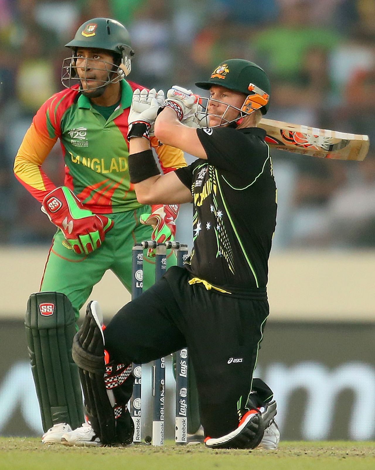 David Warner looked at ease against spin, Bangladesh v Australia, World T20, Group 2, Mirpur, April 1, 2014