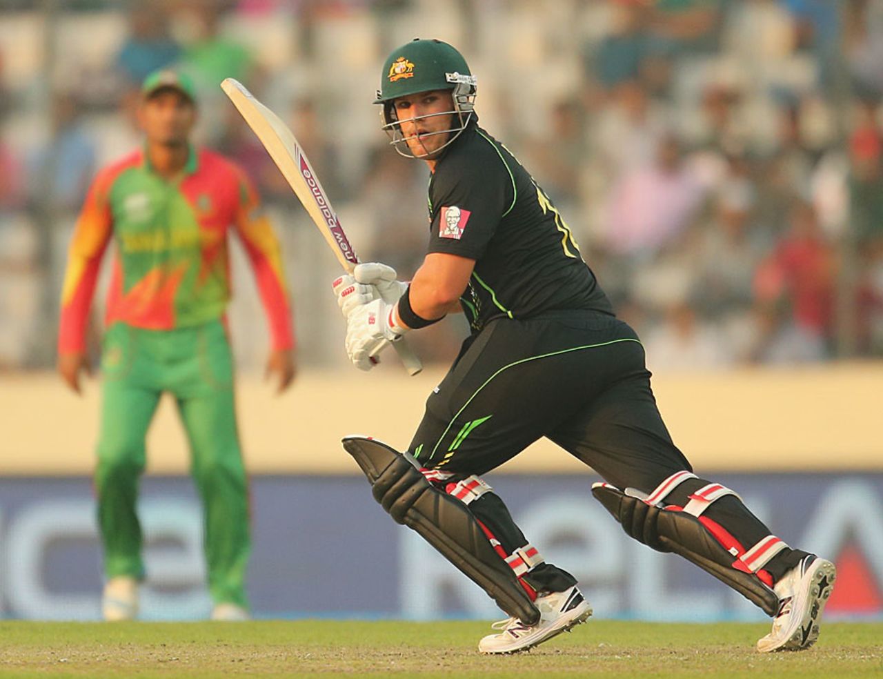 Aaron Finch clips one away to the leg side, Bangladesh v Australia, World T20, Group 2, Mirpur, April 1, 2014