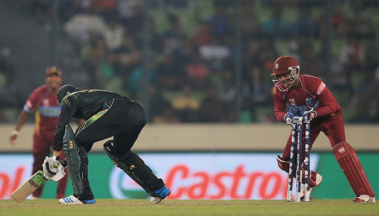 Denesh Ramdin stumps Shoaib Malik, Pakistan v West Indies, World T20, Group 2, Mirpur, April 1, 2014