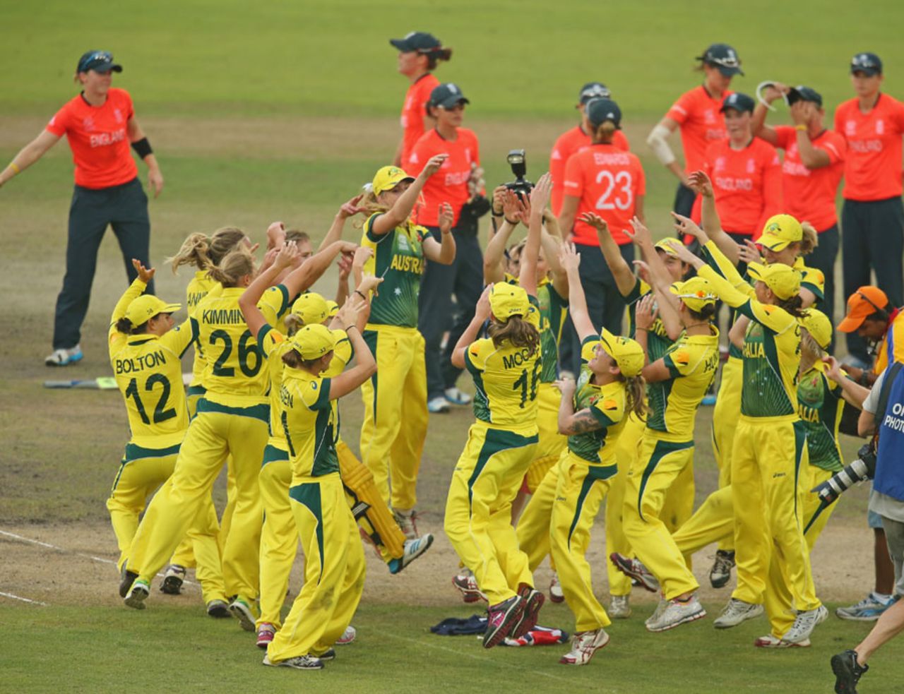 Australia Women celebrate their third successive World T20 title, Australia v England, Women's World T20, final, April 6, 2014