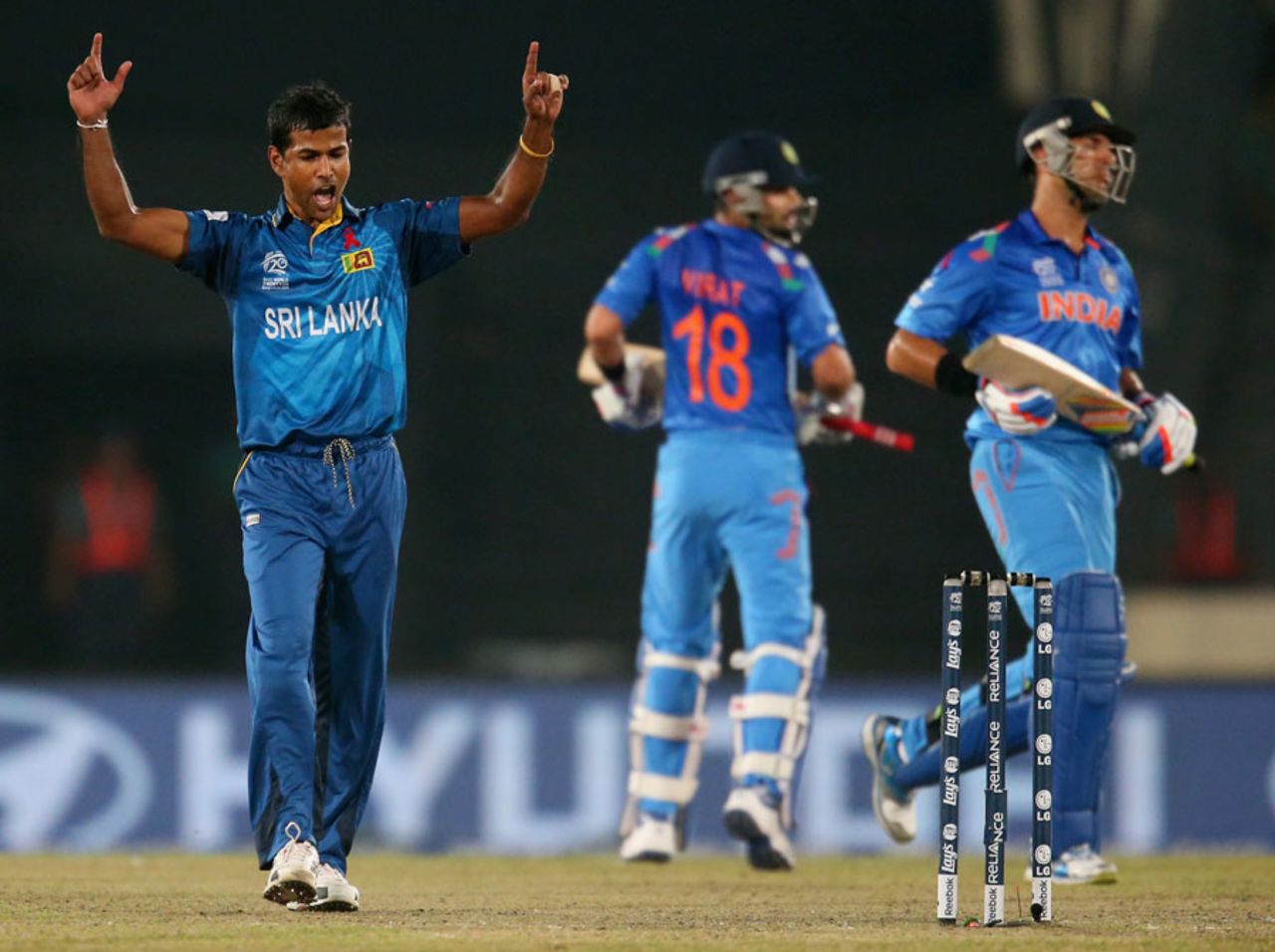 Nuwan Kulasekara dismissed Yuvraj Singh for 11, India v Sri Lanka, final, World T20, Mirpur, April 6, 2014
