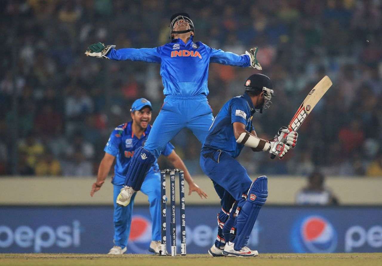 Lahiru Thirimanne was caught behind by MS Dhoni, India v Sri Lanka, final, World T20, Mirpur, April 6, 2014