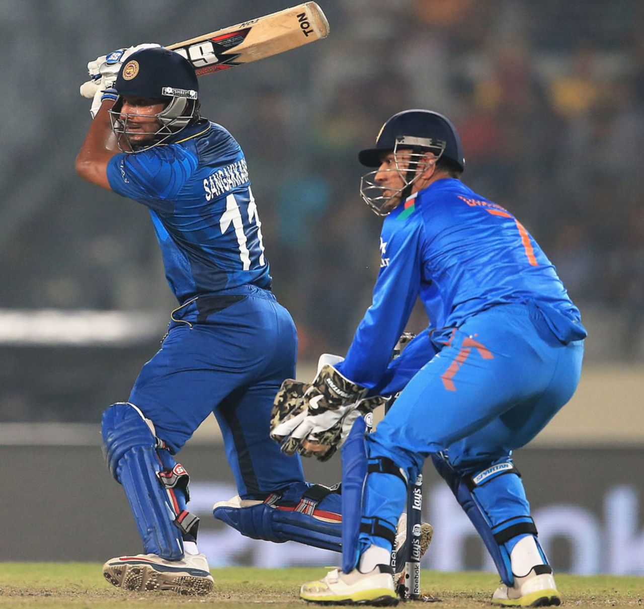 Kumar Sangakkara slaps to the off side, India v Sri Lanka, final, World T20, Mirpur, April 6, 2014