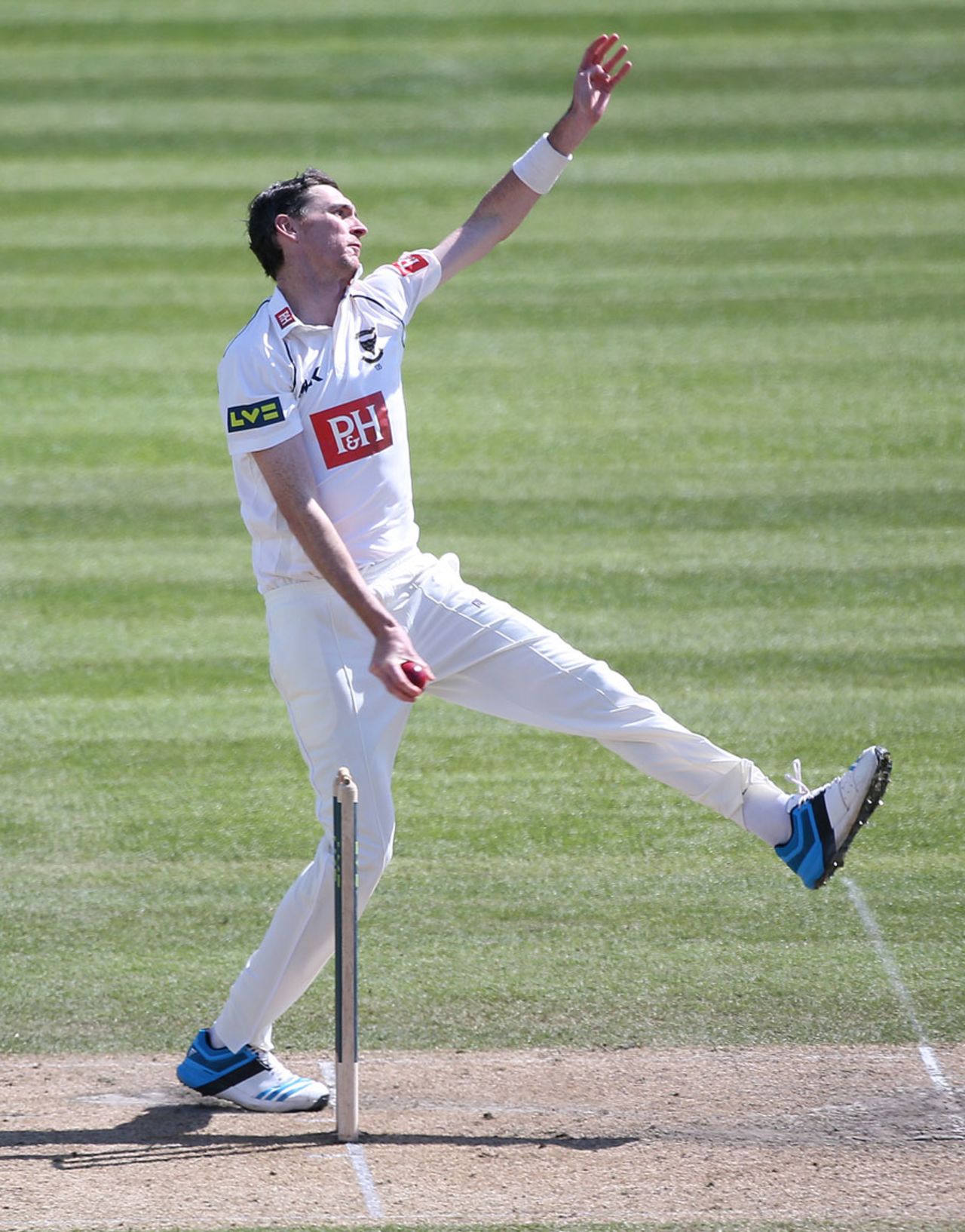Steve Magoffin blew away the tail to finish with five wickets, Sussex v Middlesex, County Championship Division One, Hove, 4th day, April 9, 2014