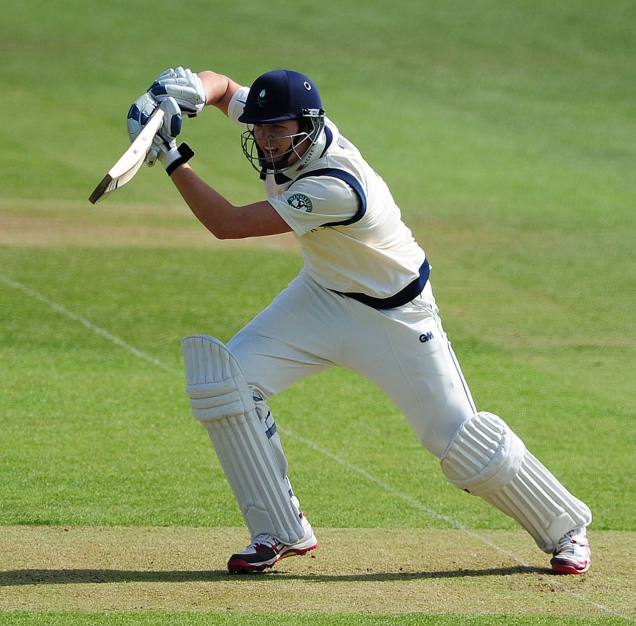 Alex Lees plays a cover drive, Somerset v Yorkshire, County Championship Division One, Taunton, 1st day, April 13, 2014
