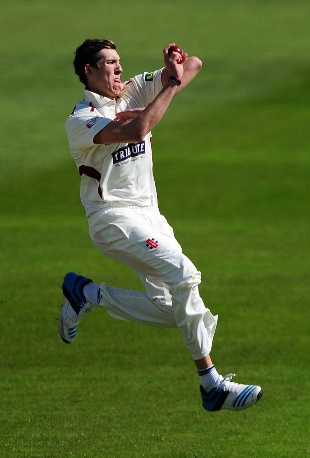 Craig Overton removed Adam Lyth, Somerset v Yorkshire, County Championship Division One, Taunton, 1st day, April 13, 2014