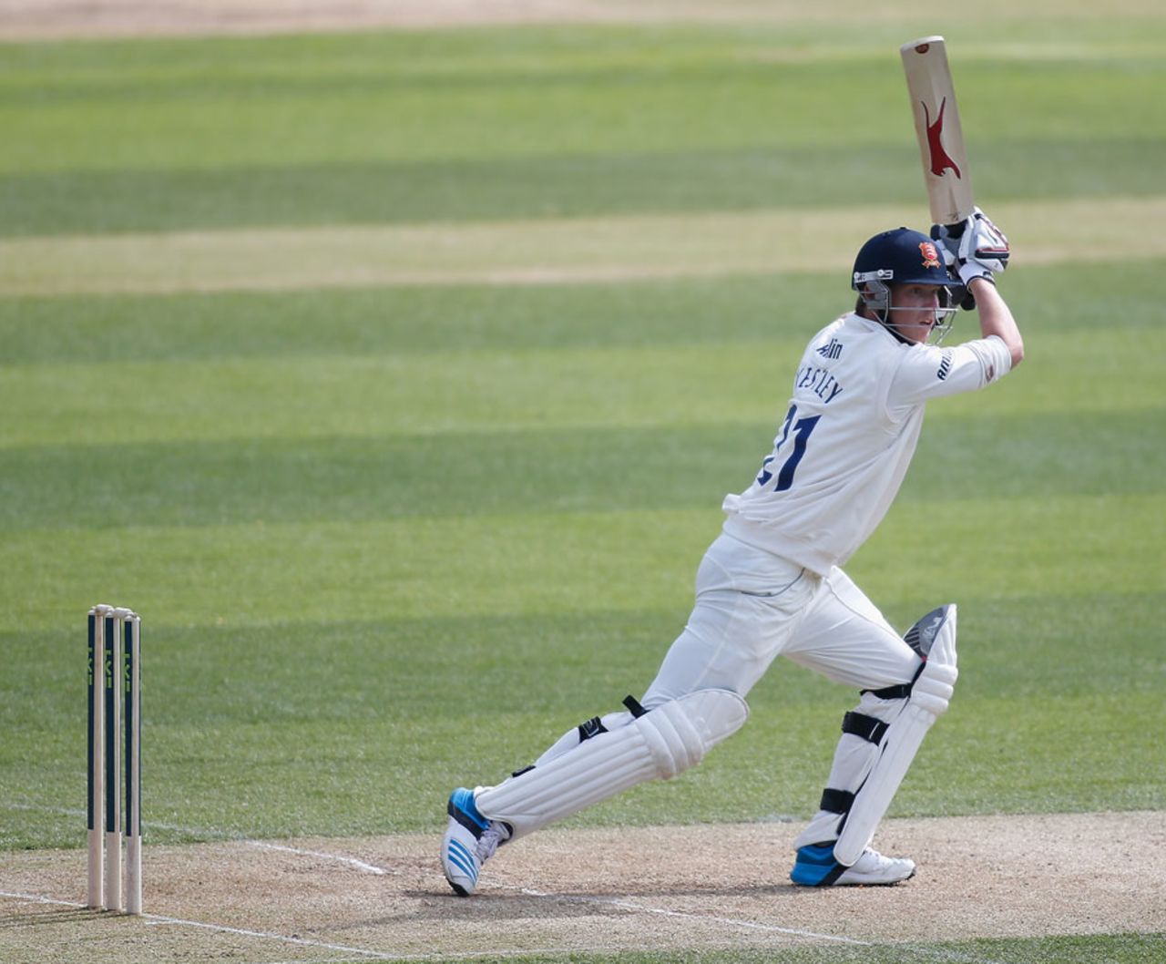 Tom Westley drives on his way to a half-century, Essex v Derbyshire, County Championship Division Two, Chelmsford, 2nd day, April 14, 2014