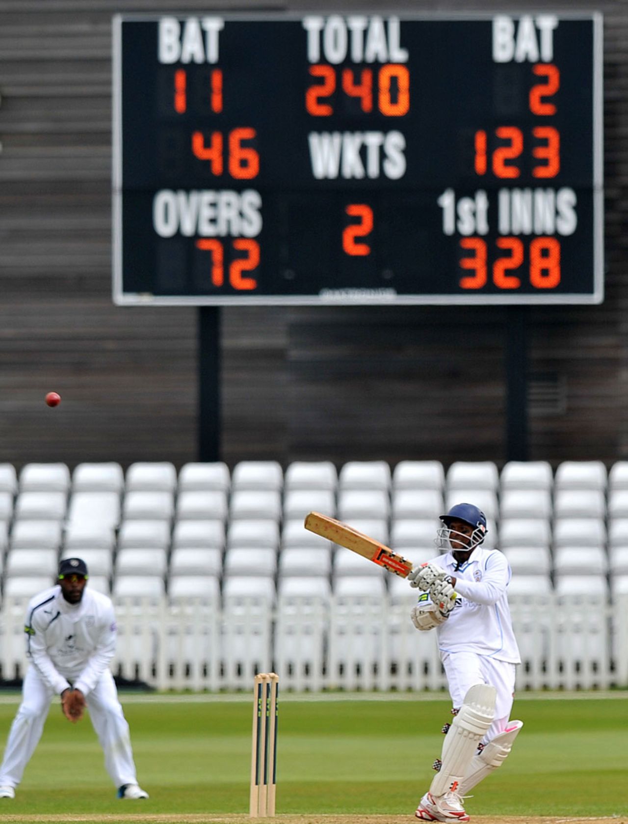 Shivnarine Chanderpaul took his overnight score on to 82, Derbyshire v Hampshire, County Championship, Division Two, Derby, 3rd day, April 22, 2014