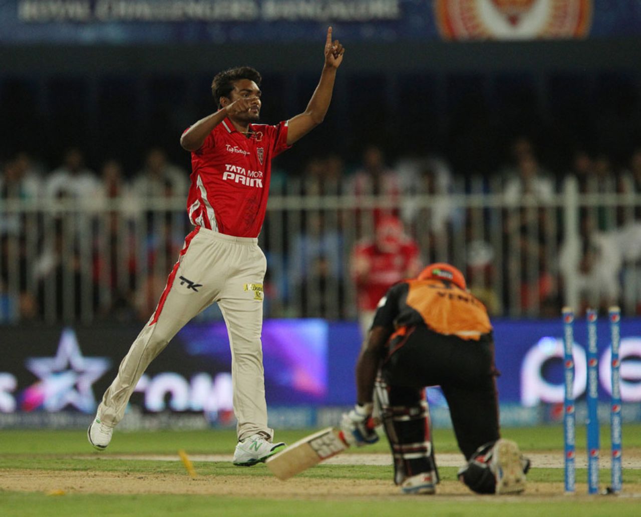 Venugopal Rao was bowled for 11 by Sandeep Sharma, Kings XI Punjab v Sunrisers Hyderabad, IPL 2014, Sharjah, April 22, 2014
