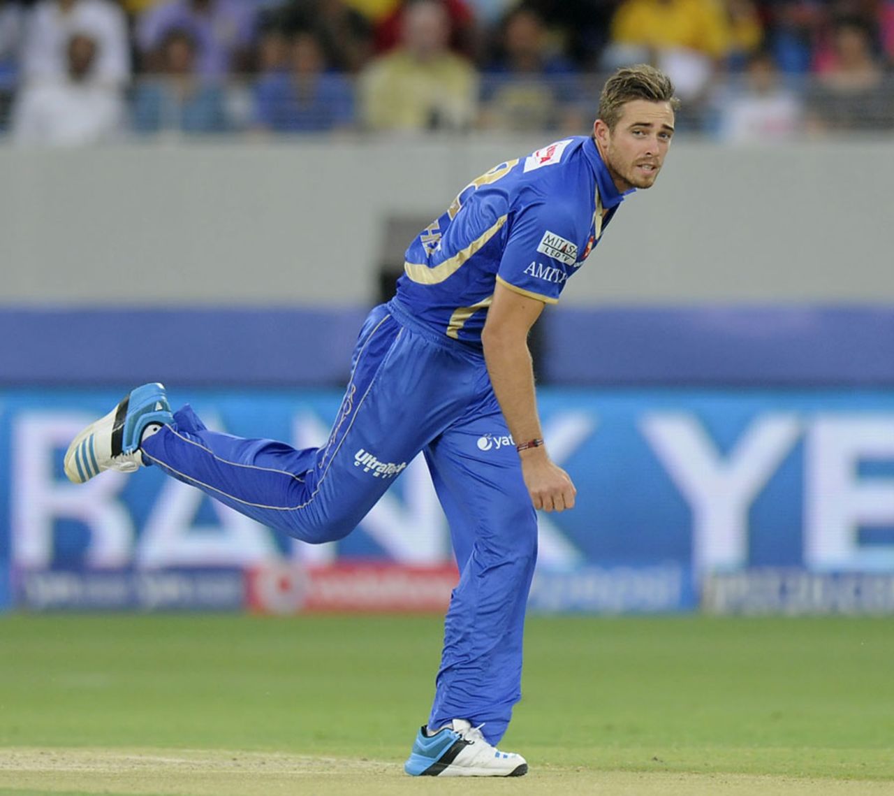 Tim Southee took 0 for 27 in his first game of the season, Chennai Super Kings v Rajasthan Royals, IPL 2014, Dubai, April 23, 2014