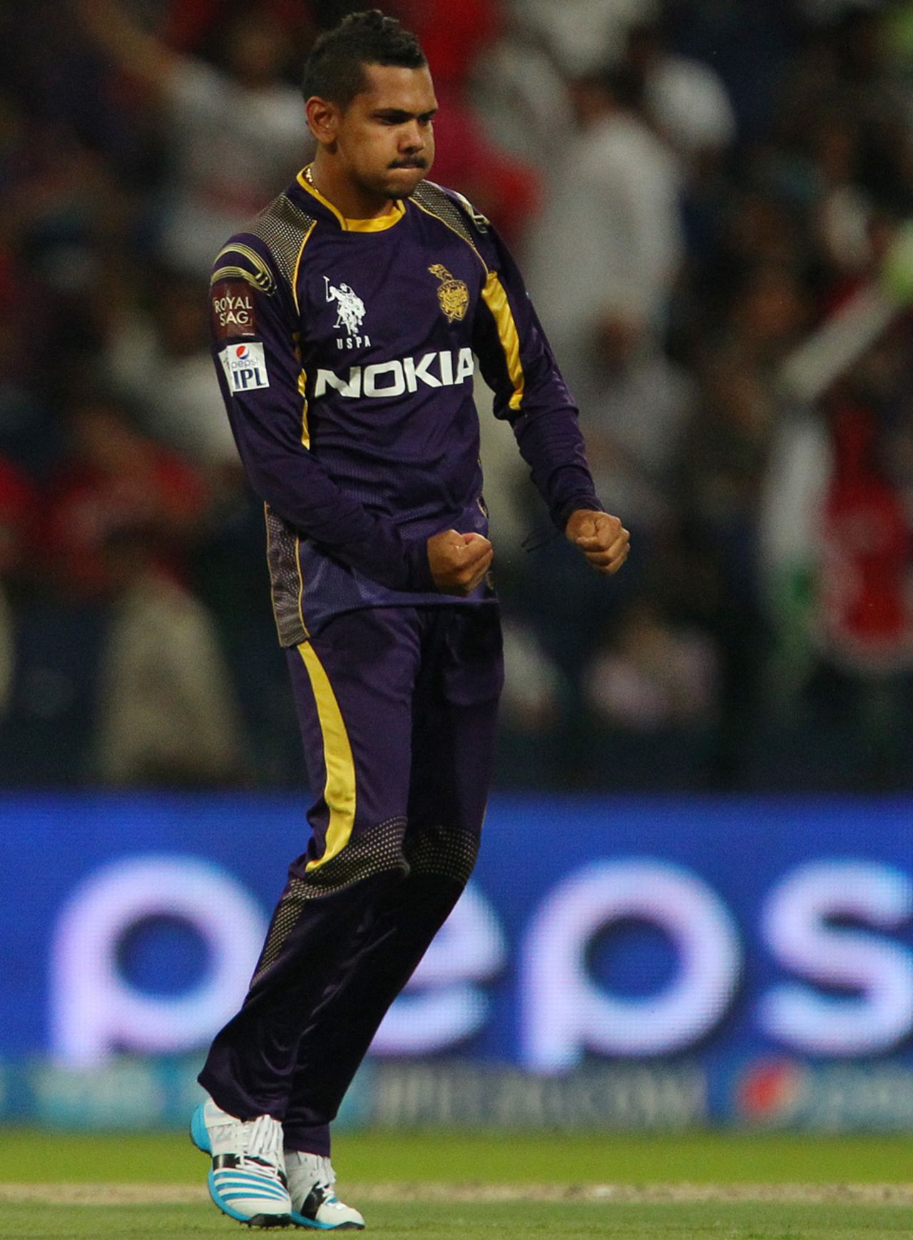 Sunil Narine ran through the lower order, Kolkata Knight Riders v Kings XI Punjab, IPL 2014, Abu Dhabi, April 26, 2014