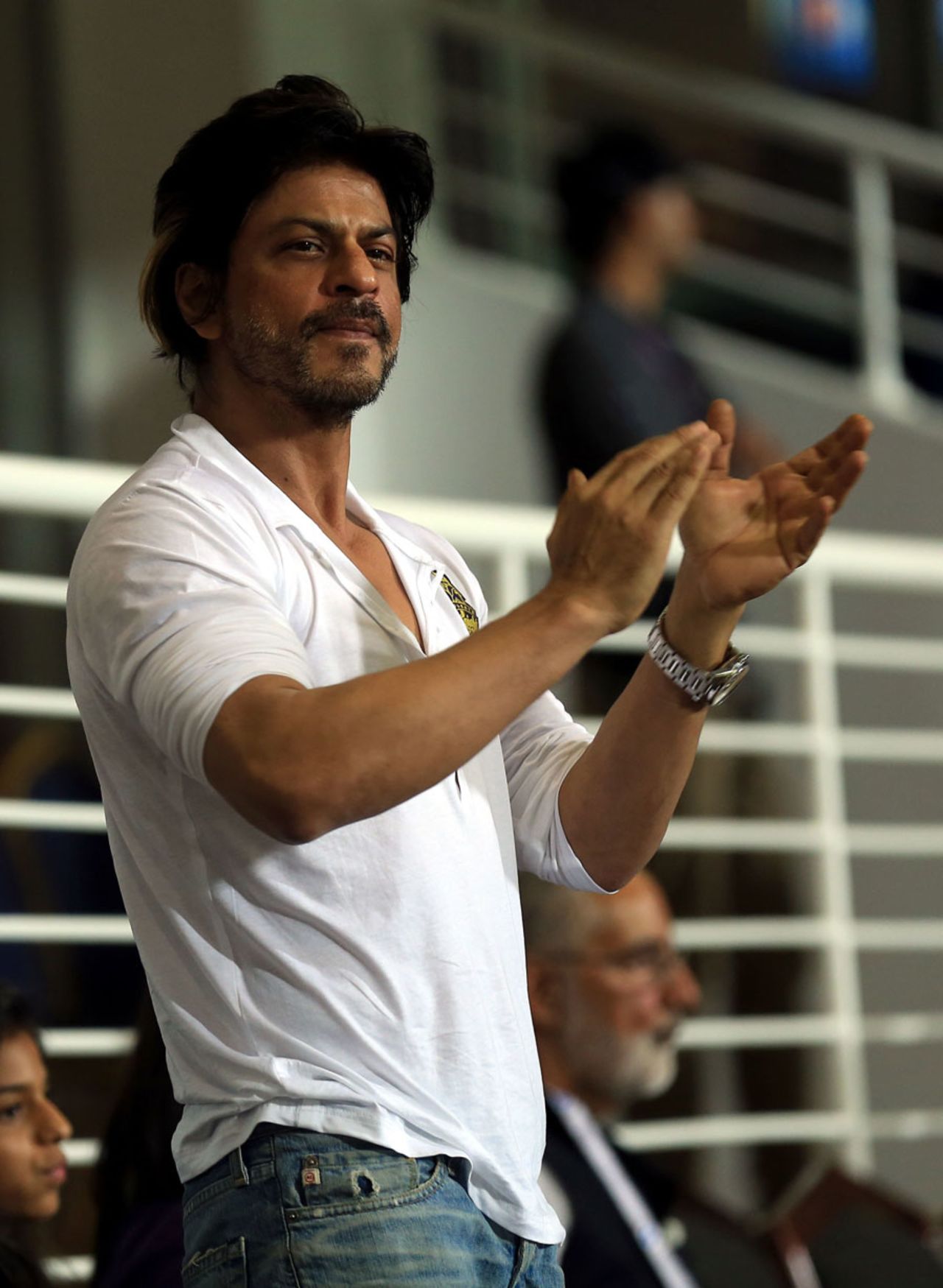 Shah Rukh Khan lends support to his team, Kolkata Knight Riders v Kings XI Punjab, IPL 2014, Abu Dhabi, April 26, 2014