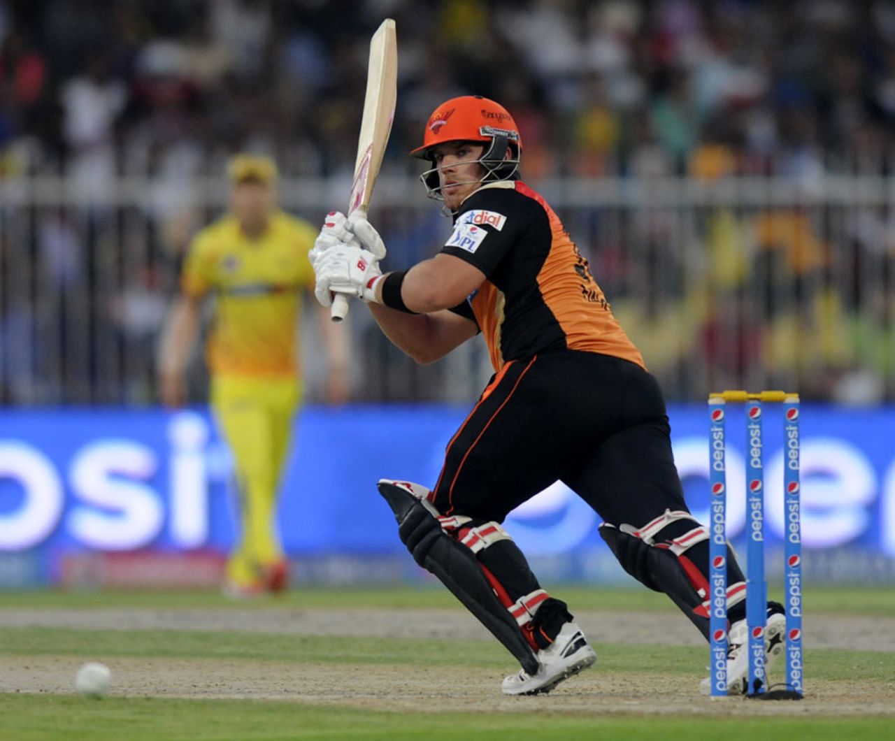 Aaron Finch top scored with 44, Sunrisers Hyderabad v Chennai Super Kings, IPL 2014, Sharjah, April 27, 2014