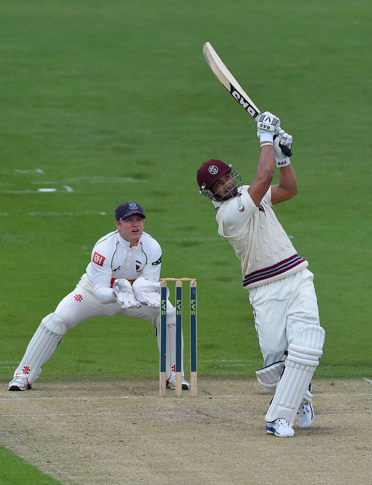 Alviro Petersen comes down the pitch, Sussex v Somerset, County Championship, Division One, Hove, April 28, 2014