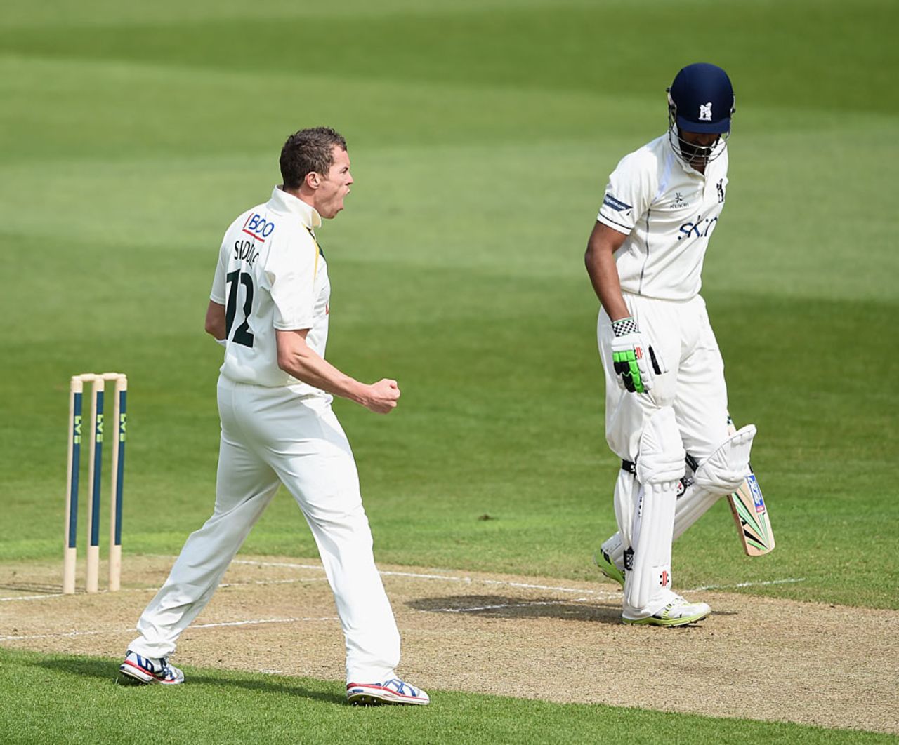 Peter Siddle removed Varun Chopra in his first over and finished with three wickets, Nottinghamshire v Warwickshire, County Championship, Trent Bridge, April 28, 2014